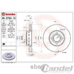 2X BREMBO Front Vented Brake Discs 276mm for Audi 80 Cabriolet
