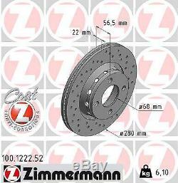 2x Zimmermann Brake Disc Audi 80 8c B4 Cabriolet 8g7 B4 80 Avant 8c B4