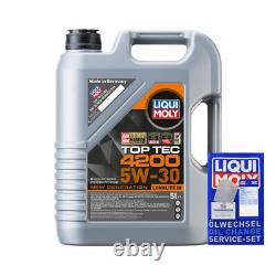 BOSCH Inspection Set 5 High L LIQUI MOLY Tec 4200 5W-30 for Audi Cabriolet 2.6