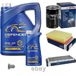 BOSCH Inspection Set 6L MANNOL Defender 10W-40 For Audi Cabriolet 2.6 2.0 E