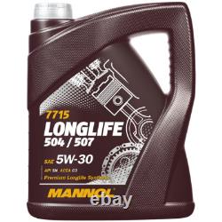 BOSCH Inspection Set 7L MANNOL 5W-30 Longlife for Audi Cabriolet 2.3 E Coupe
