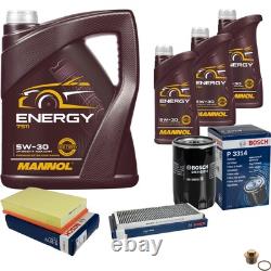 BOSCH Inspection Set 8 L MANNOL 5W-30 Energy For Audi Cabriolet 2.6 1.8 80