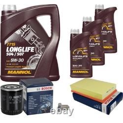 BOSCH Inspection Set 8 L MANNOL 5W-30 LONGLIFE For Audi Cabriolet 2.6 2.8 A6