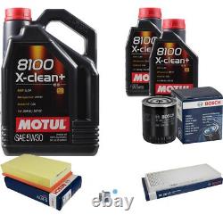 Bosch Inspection Kit Set 7L Motul 8100 X-Clean + 5W-30 for Audi Cabriolet