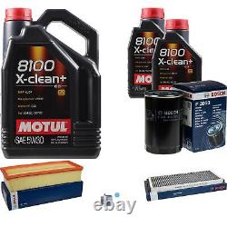 Bosch Inspection Set 7L Motul 8100 X-Clean + 5W-30 for Audi Cabriolet 2.3 E
