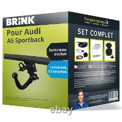 Hitch for Audi A5 Sportback 07- Detachable Brink + 13-pin wiring harness + kit.