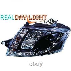 Lhd Drl Led Headlights Pair Clear Black For Audi Tt Coupé Cabrio 98-06