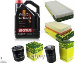 MANN-FILTER Inspection set 5L Motul 5W-30 8100 X-clean+ for Audi Cabriolet