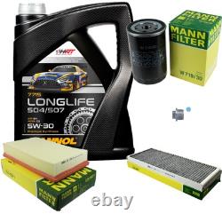 MANN-FILTER Inspection set MANNOL 5 L Longlife 5W-30 for Audi Cabriolet 2.6