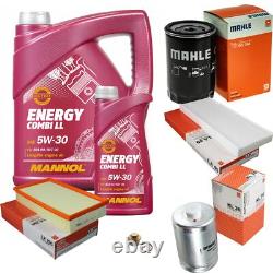 Mahle Inspection Set 6L Mannol 5W-30 Energy Combi LL for Audi Cabriolet 2.6