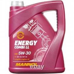 Mahle Inspection Set 6L Mannol 5W-30 Energy Combi LL for Audi Cabriolet 2.6