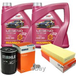 Mahle Inspection Set 8 L Mannol Legend + Première 0W-40 for Audi Cabriolet 2.3