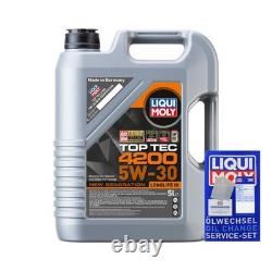 Mahle Oil Filter 6 L Liqui Moly Top Tec 4200 5W-30 for Audi Cabriolet 2.0 E