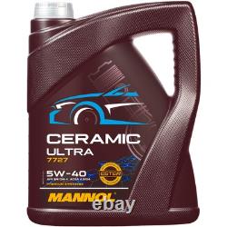 Mann Inspection Set 5L Mannol Ceramic 5W-40 for Audi Cabriolet 2.6 2.8 Coupe