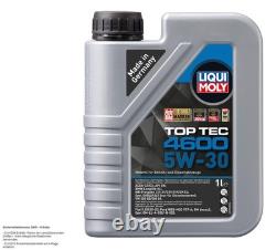 Mann Inspection Set 6 L Liqui Moly Top Tec 4600 5W-30 for Audi Cabriolet 2.3