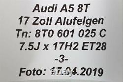 8T0601025C Audi A5 8F Cabrio 8T Coupé 17 Pouces Alliage Aluminium Jante Roue