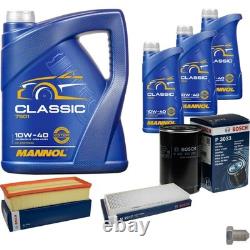BOSCH Inspection Set 8L MANNOL Classic 10W-40 Pour Audi Cabriolet 2.3 E Coupe