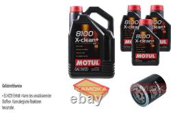Kamoka Inspection Set Motul 8100 X-Clean + 5W30 8L pour Audi Cabriolet 2.6 2.8