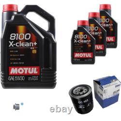 Mahle Filtre à Huile 8 L Motul 5W-30 8100 X-Clean + pour Audi Cabriolet 2.6 2.8